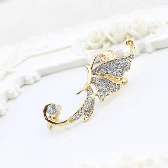 1Pc Ear Cuff Clamp Fine Workmanship Anti Rust Jewelry Rhinestone Butterfly Wing Ear Cuff Clip Earring for Club