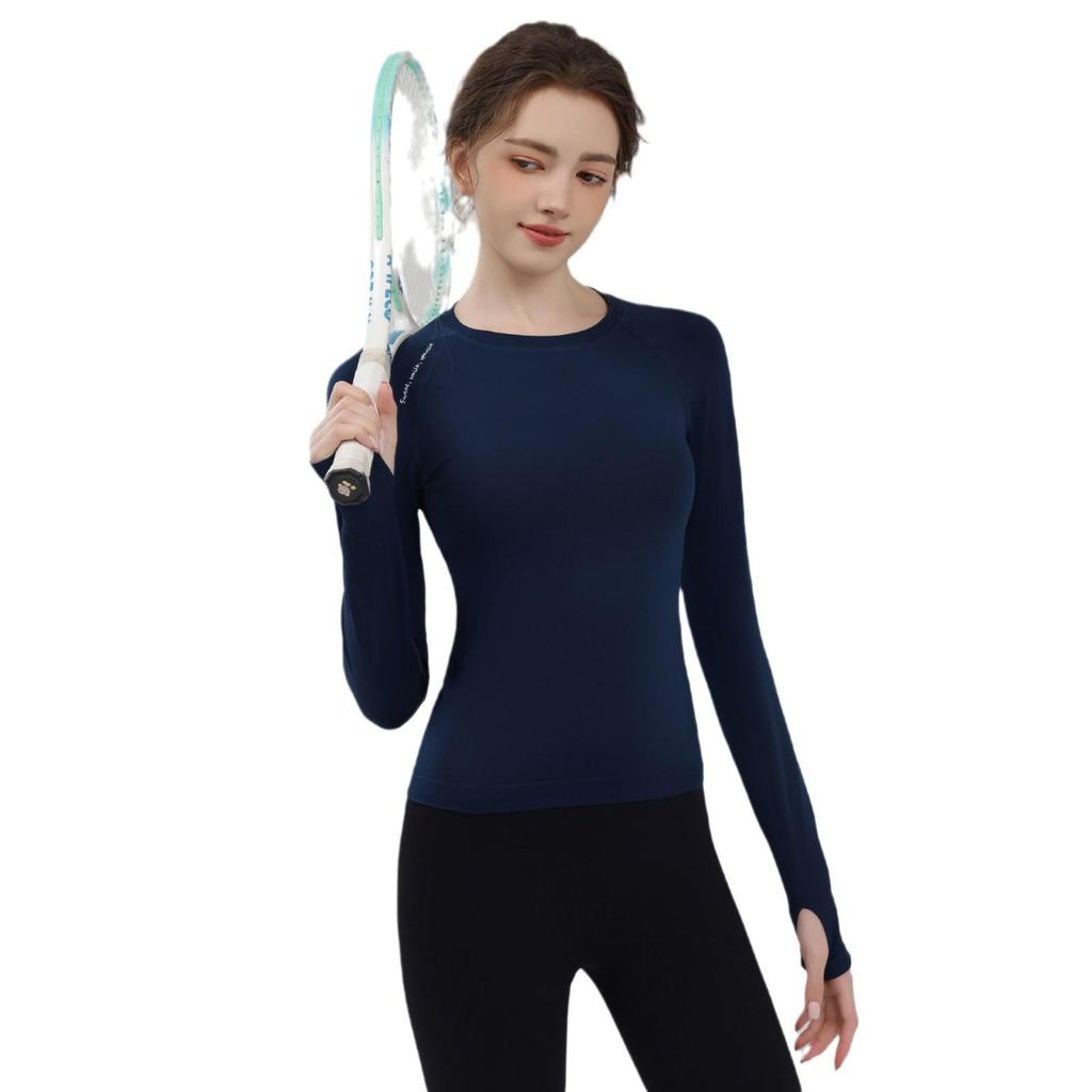 "Women's Slim Fit Quick-Dry Long Sleeve Sports Tops for Autumn and Winter - Breathable Yoga & Running Gear"