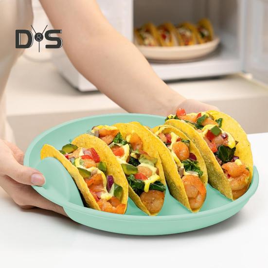 Silikonové talíře na držení taco Velkokapacitní stojan na taco s přihrádkami Bez BPA Protiskluzové stojany na talíře na tortilly Servírovací tác na taco pro rodinu Mexické taco