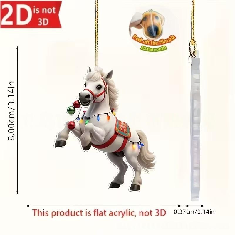 Ornament Pandantiv Acrilic 2D Cal de Crăciun Decor Festiv Pentru Interior Exterior Copaci Decorațiune Agățată Accesorii de Petrecere