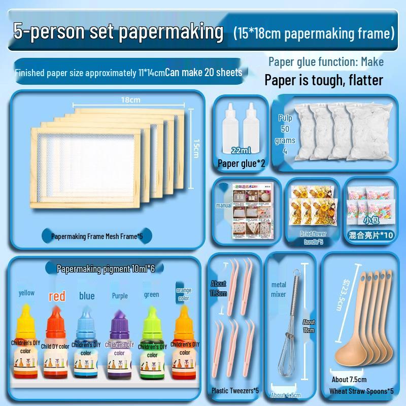 DIY Ancient Papermaking Kit for Kids: Educational Flower & Plant Pulp with Wooden Frame Screen Tools