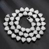 18-60Cm Hip Hop Heart Zircon Chain Bracelet Necklace Shiny   Rock Party Jewelry Gift