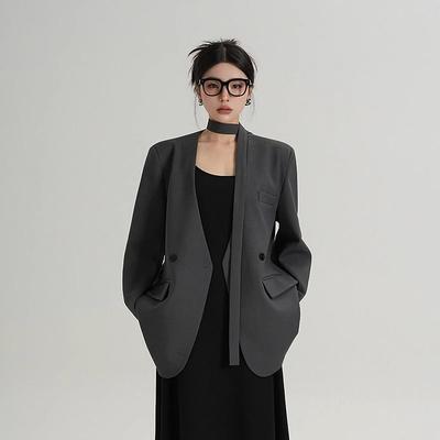 Haina la modă cu decolteu în V pentru femei, îmbrăcăminte exterioară pentru costum cu decolteu în V în stil leneș