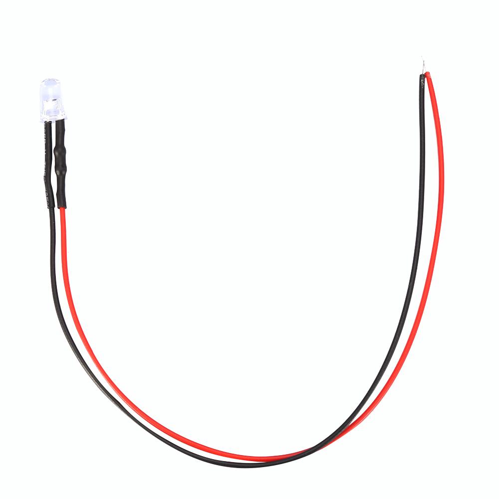 10 Stück 12V 5mm LED Leuchtdiode Verdrahtet Mehrfarbiges LED Lichtkabel 20cm 0.06W(Weiß)