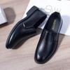 Men's Black Leather Slip-On Loafers - Business Casual & Formal, Soft Sole Non-Slip for Middle-Aged and Elderly.