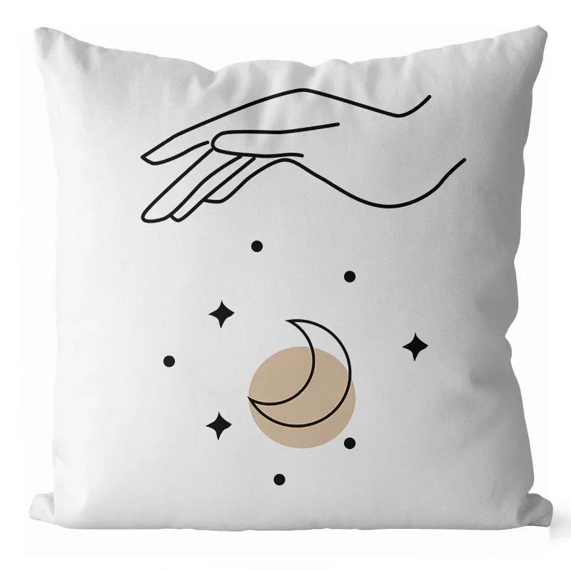 Nordisches Regenbogen Sonne Mond Druckmuster Polyester Kissenbezug für Zuhause Wohnzimmer Sofa Autodekoration Kissen