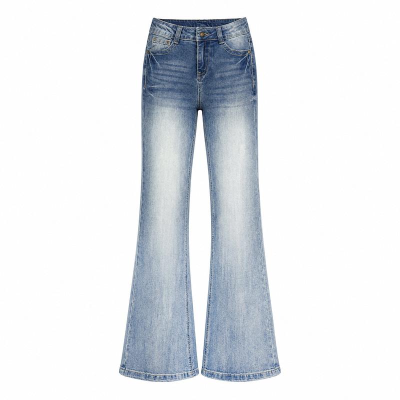 American low-rise hot girl feng shui washing cat whiskers gradual change color slim slim slim retro micro pull jeans women