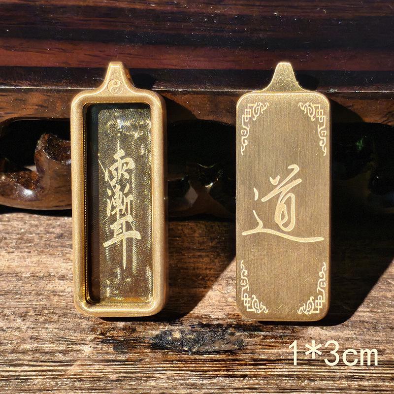Ciondolo in Acciaio Titanio Thangka Tibetano: Scatola per Gu, Monofacciale/Bifacciale, Oro/Argento, Guscio Amuleto del Buddha Benming
