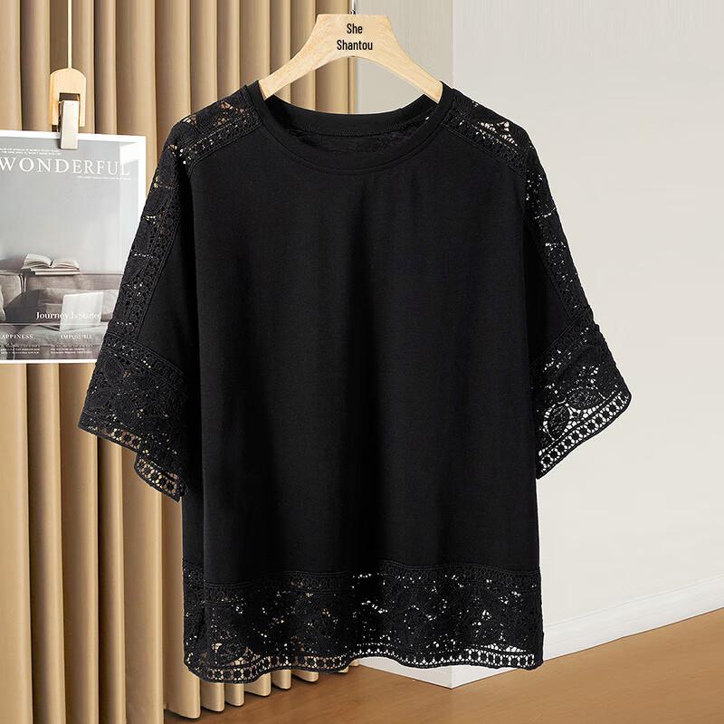 Elegant Lace-Spliced Loose Summer T-shirt