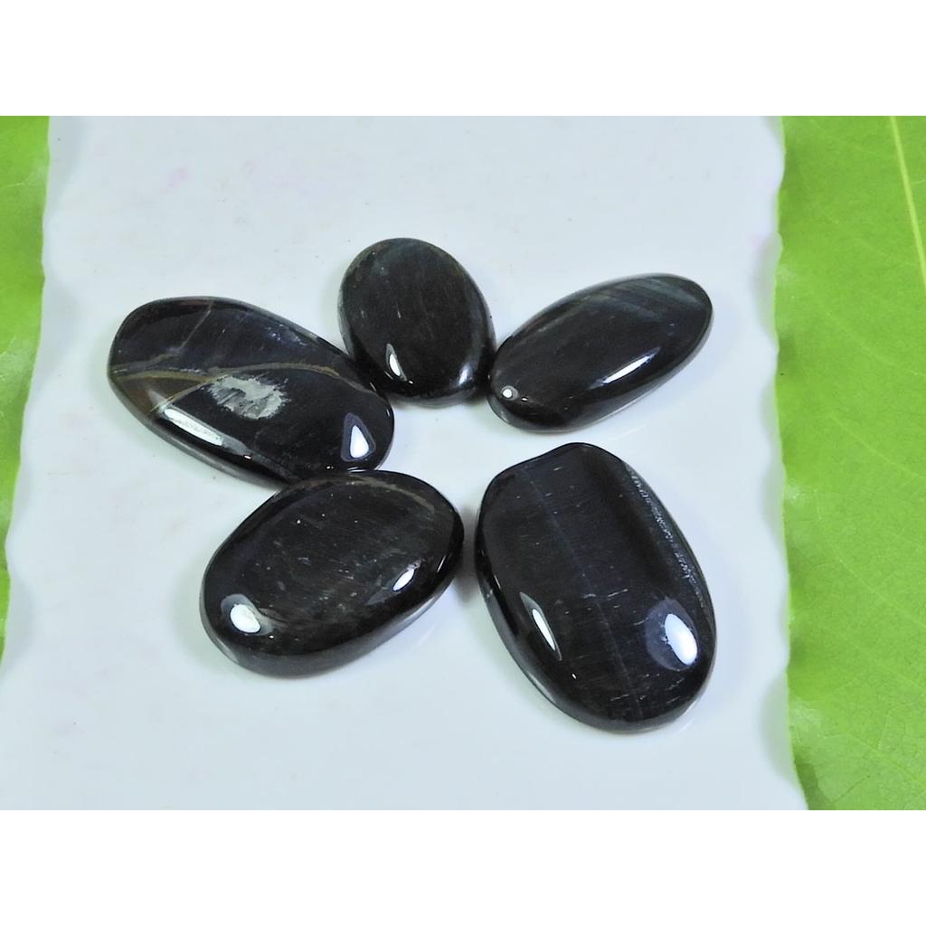 154Cts. Natural Blue Tiger Eye Oval Cabochon Loose Gemstone 5Pcs Lot A-566