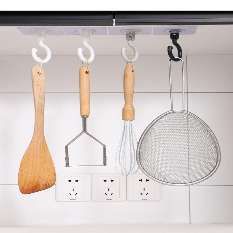 20/10 Pcs Self-Adhesive Wall Hanging Hook 360° Rotating No-Drilling Ceiling Household Hook