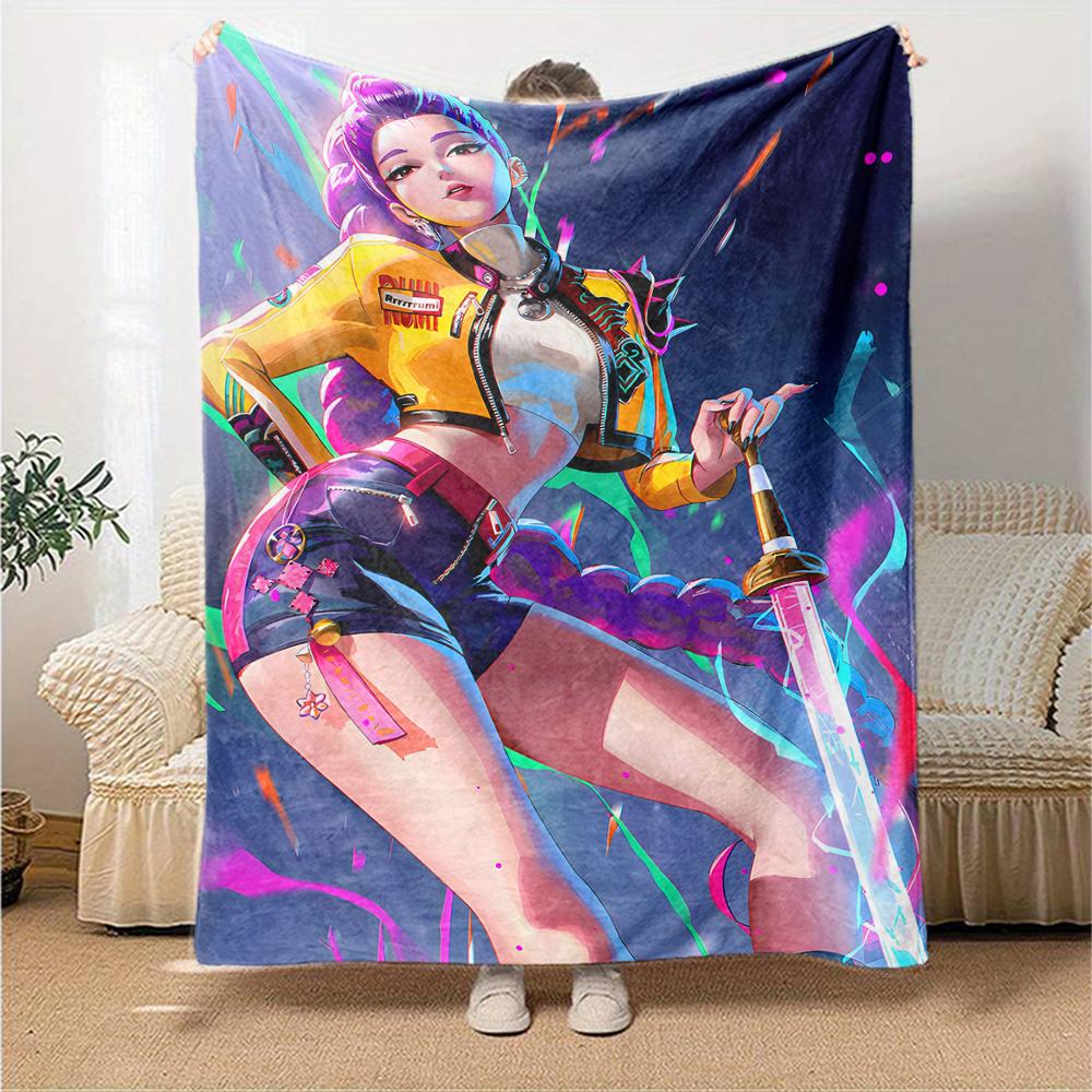 1pc KPop Demon Hunters RUMI1 Blanket, Gift, for Men and Women, Soft Blanket, Good for Sofa Bed Couch Travel, Lightweight Flannel Blanket