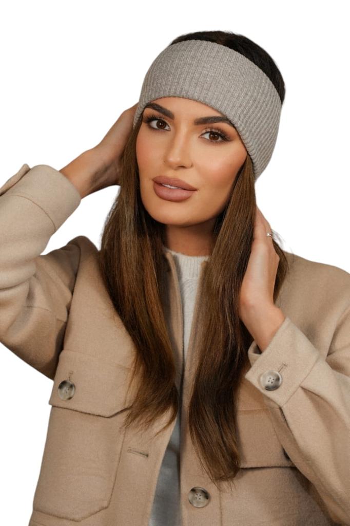 Women' Striped Headband, Dark Beige, Cameo - Kirby
