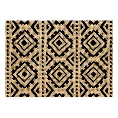 [Q4132] - Σετ πίνακες από λινάτσα 'Boho' μπεζ μαύρο - 42x30 εκ.