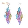 Lady Colorful Multi Layers Hollow Leaf Elegant Hook Øredobber Smykker Decor Beauty