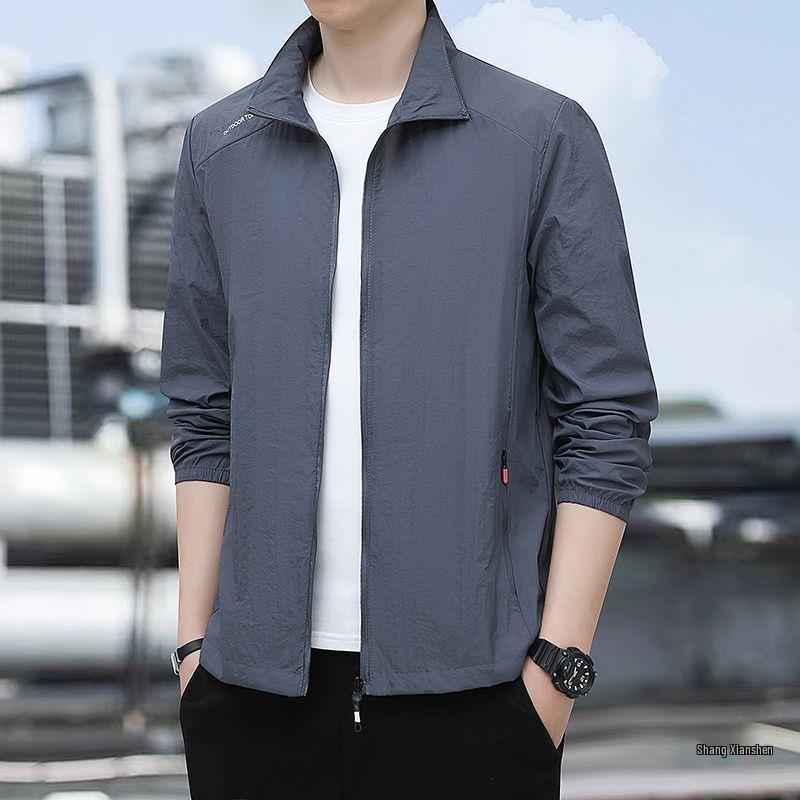 Men's Ultra-Thin Quick-Dry Sun Protection Windbreaker with Stand-Up Collar