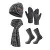 Hat Scarf Gloves Socks Four Piece Set Plus Velvet Thickened Adult Winter Warm Knitted Hat Set