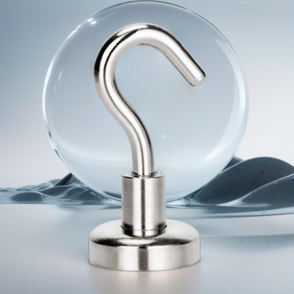 10Pcs Neodymium Magnet Hooks Wall-mounted Extra Strong Cruise Hook Metal Strong Magnetic Hooks for Indoor Outdoor Fridge Kitchen