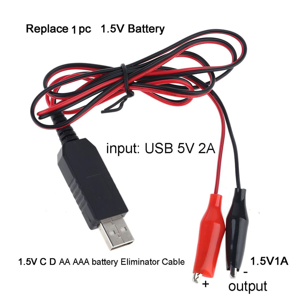 USB to 1.5V Power Cable for Clock Thermometer LED Toys and more device 2M
