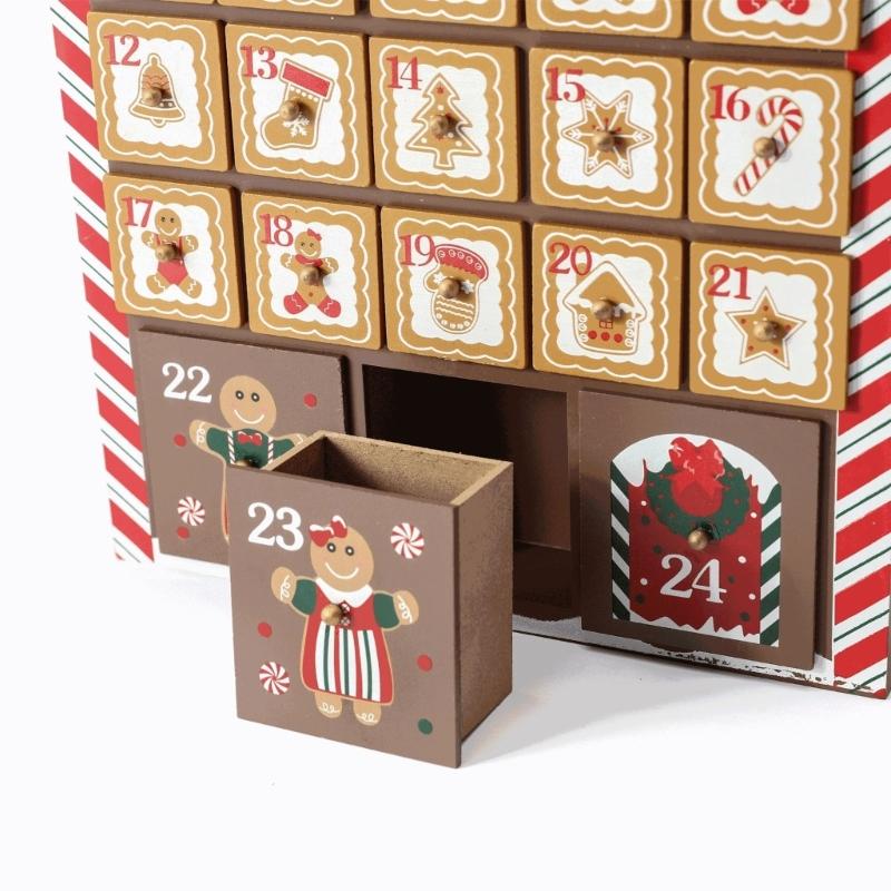 Wooden House Christmas Calendar With 24 Numbered Drawers For Storage Candy Chocolate Jewelry Gifts Holiday Decoration
