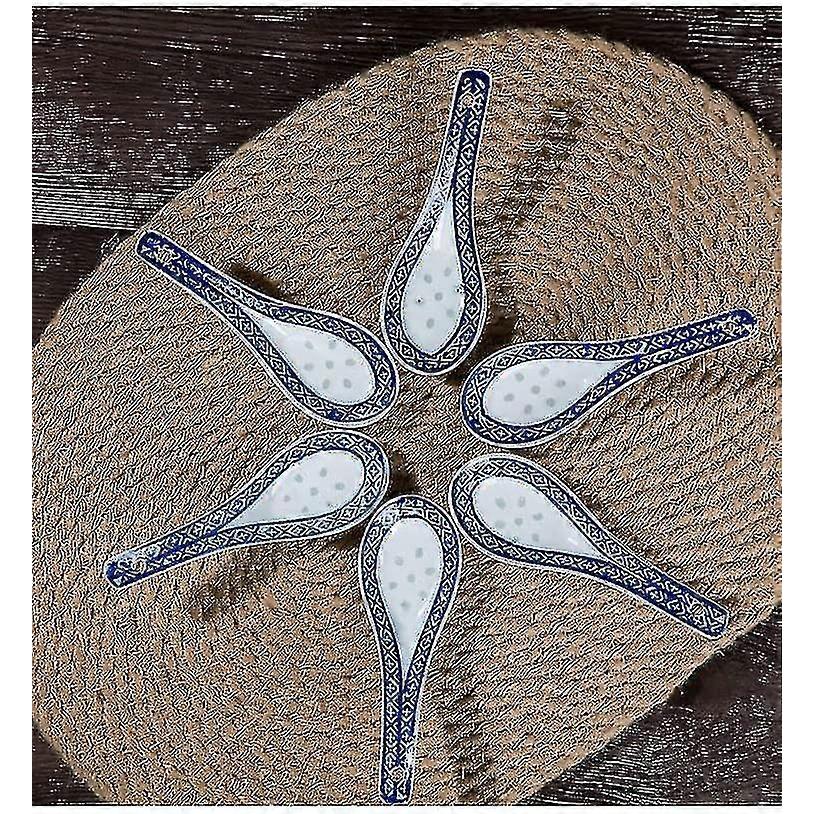 6pcs Chinese Soup Spoons, Ceramic Asian Soup Spoons For Ramen Pho Wonton Dumpling Noodles Duanguan
