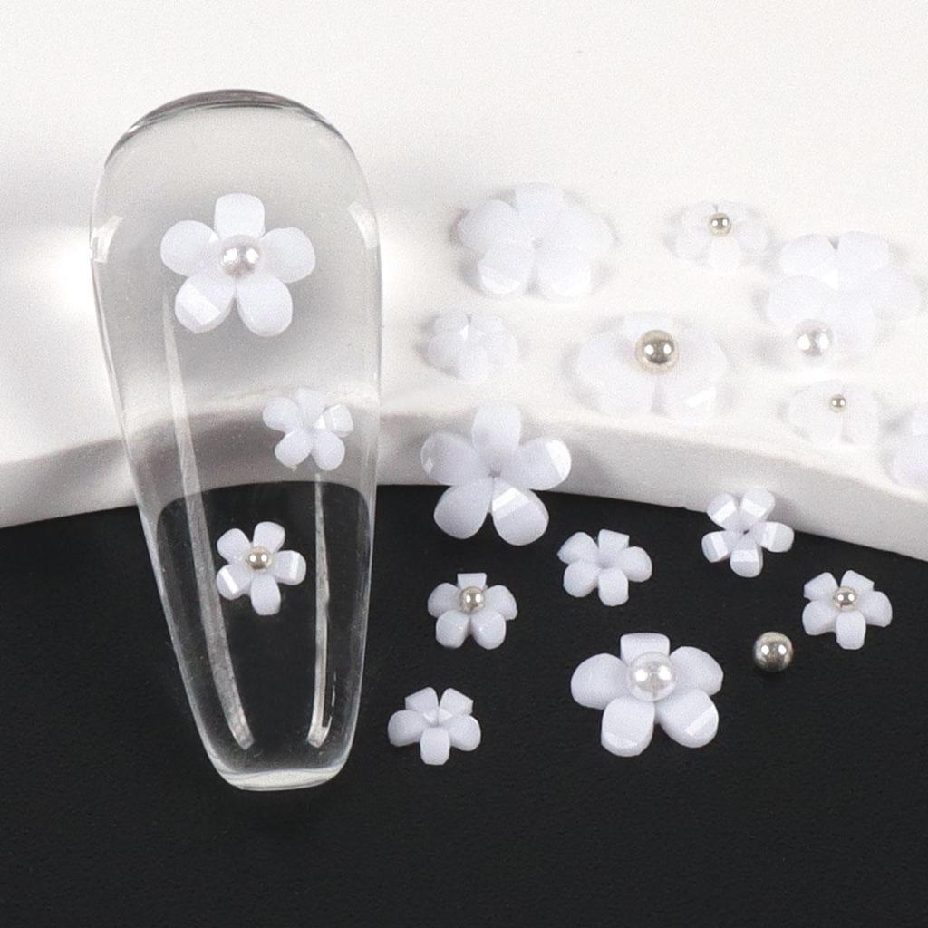 3D pryskyřičné nehtové umění květiny smíšené perlové kameny kamínky dekorace pro DIY manikúra příslušenství potřeby přívěsky díly