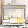 Children's Bed Bunk Bed 90(140)x200cm, Metal Bed with Ladder On Both Sides, Bunk Bed with Pull-out Bed and Fall Protection