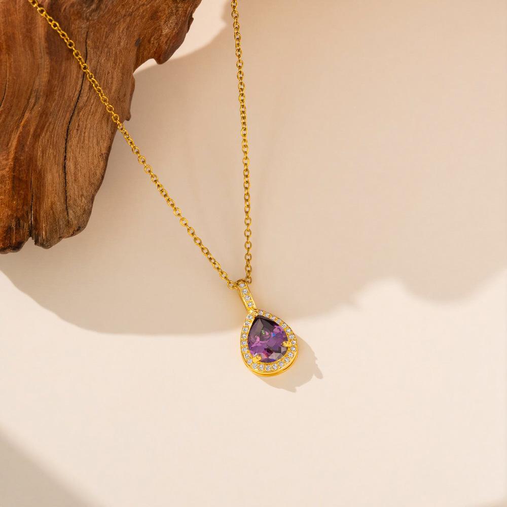 Korean Style Zirconia Water Drop Necklace: Fashionable, Versatile Clavicle Chain with Exquisite Light Luxury Design for Women