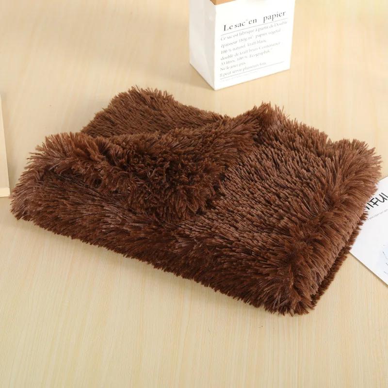 Fluffy Mat Long Plush Pet Blanket Cat Sleeping Mats Puppy Winter Warm Thin Kennel Cushion Soft Covers for Large Dogs Mattress