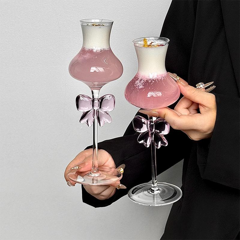 Creative bow champagne glass ins Korean glass goblet