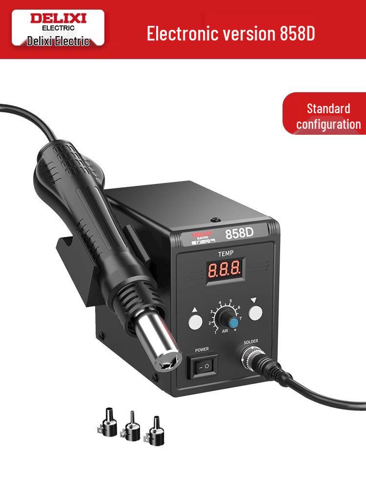 

DELIXI 858D Lead-Free Hot Air & Soldering Station for Mobile & Computer Repair