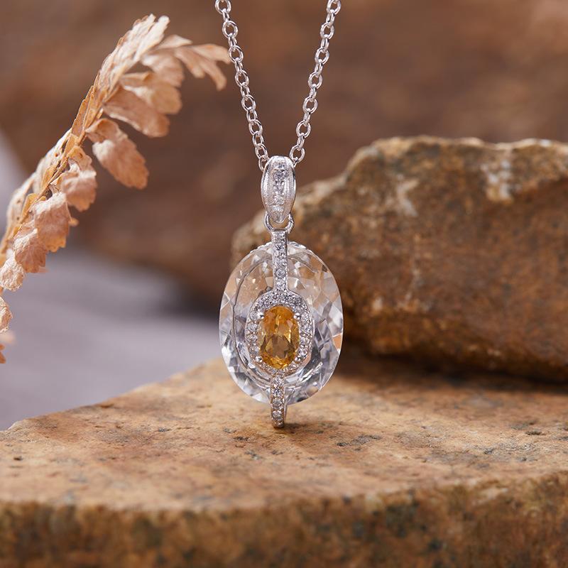 S925 Sterling Silver Natural Tanzanite White Crystal Colored Treasure Necklace Women'S Niche Design High-End Pendant