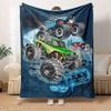 For Monster Trucks,Off-Road Action,Extreme Terrain-Themed Flannel Blanket, Glam Style, Digital Print, All-Season Comfort, Tear-Resistant, Kn
