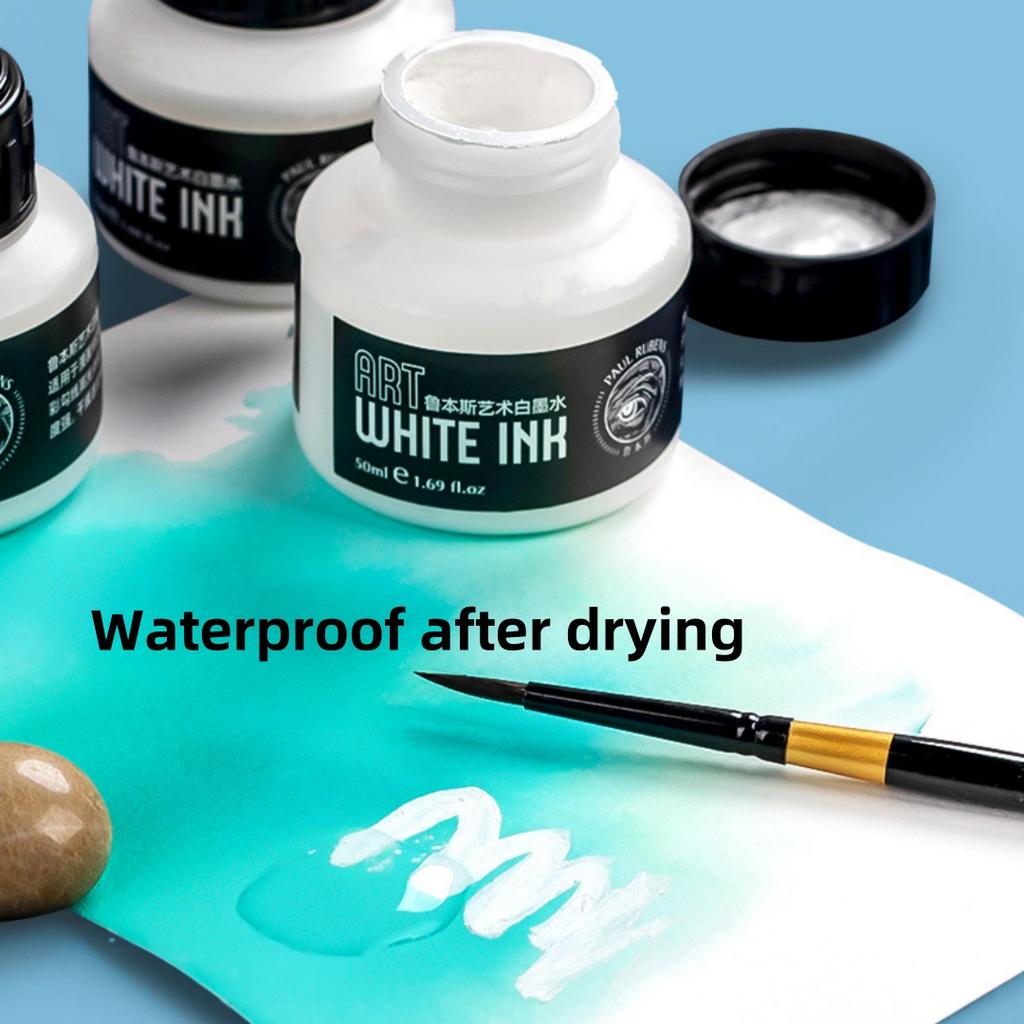 50ml White Ink for Drawing Illustration Hand-Painted Highlights Hook Line Corrections Highly Opaque Quick-Drying Art Manga Ink