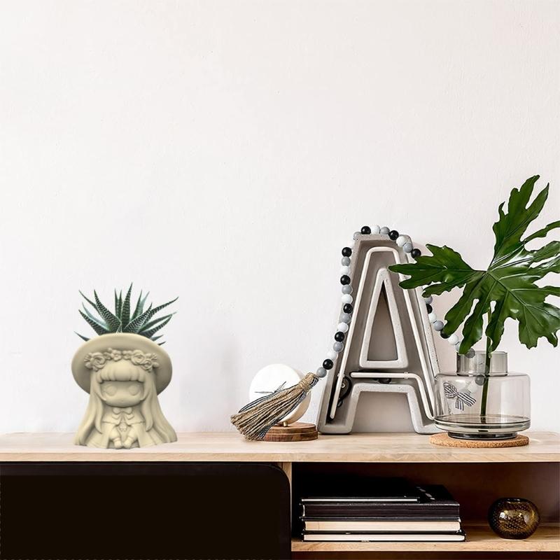 Durable Silicone Mold Exploy Casting Mould Girl Shaped Succulent Planter Molds Clay Molds for DIY Making Resin Flowerpot