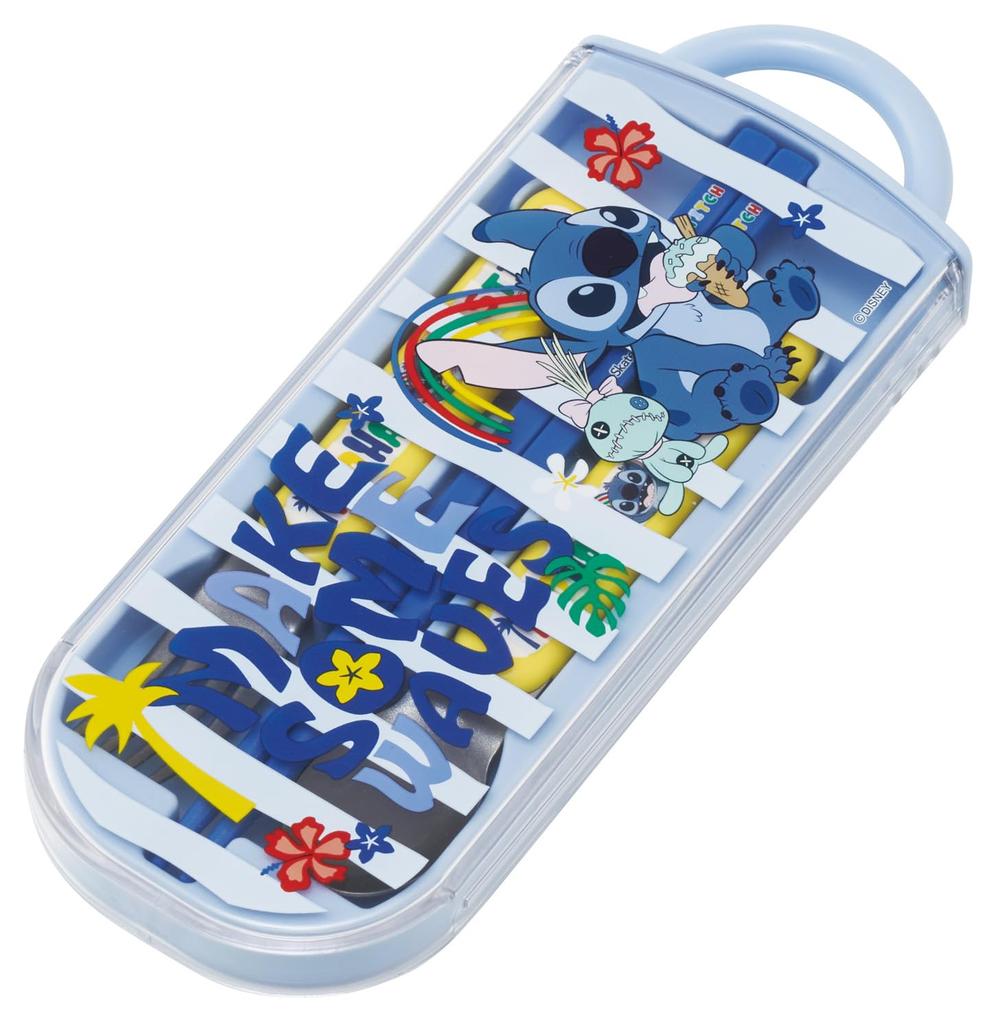 Skater Bento Chopsticks Trio Set Disney Lilo Stitch 26 for Boys and Children's (Chopsticks, Spoon, Fork) 16.5cm & Design, Pieces, Girls, TACC2-A
