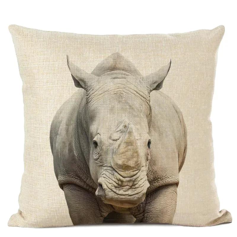 Cute Animal Parrot Linen Pillowcase Deer Wolf Pillows Case For Bedroom Pillow Cover Living Room Decoration Boy Girl Room 45X45Cm