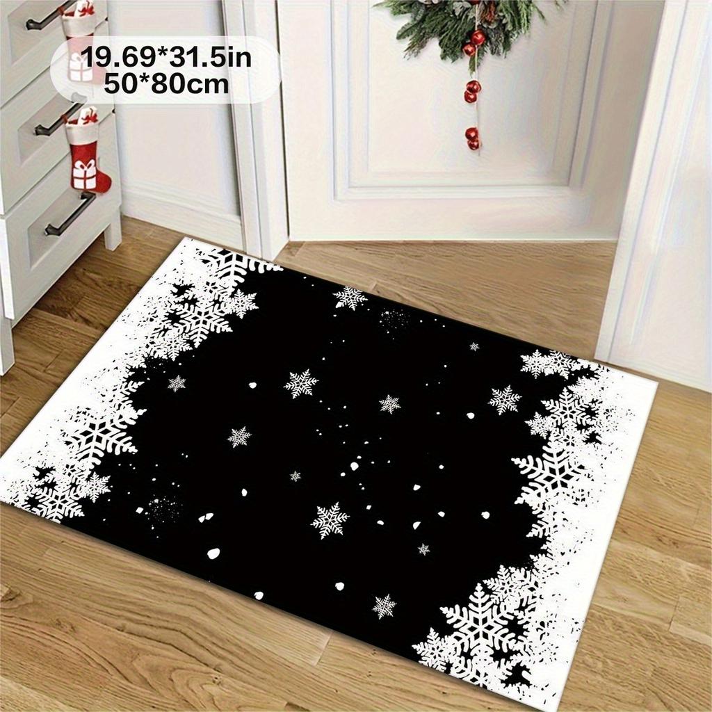 1 Stück Schneeflockenmuster Fußmatte Modern Küche Polyester Teppich Rutschfest Bunt Innen Teppich, Für Zuhause Badezimmer Schlafzimmer Wohnzimmer Dekor