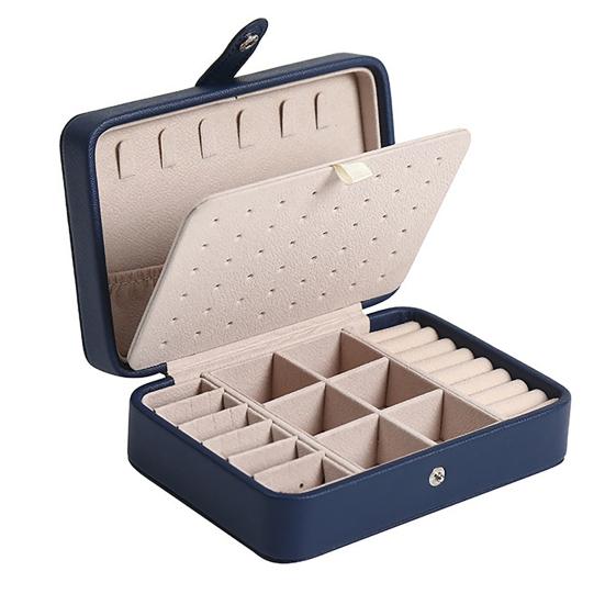 

Коробка для хранения ювелирных изделий, большая емкость, пыленепроницаемая, антиокислительная, съемная перегородка, влагостойкая, мягкая подкладка, контейнер для сережек, колец, ожерелья темно-синий