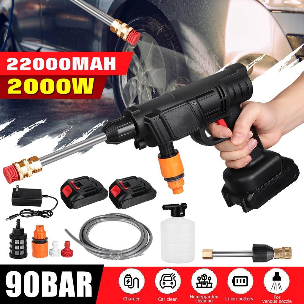 2000W 90Bar Portatile Cordless Pressione di Lavaggio Auto Macchina di Lavaggio Auto Ad Alta Pressione Pistole Ad Acqua Pulitore Ugello Regolabile