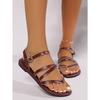 Women's Sandals Large Size New Toe Retro One-word Buckle Flat Bottom Cross with Beach Women's Shoes Sandal