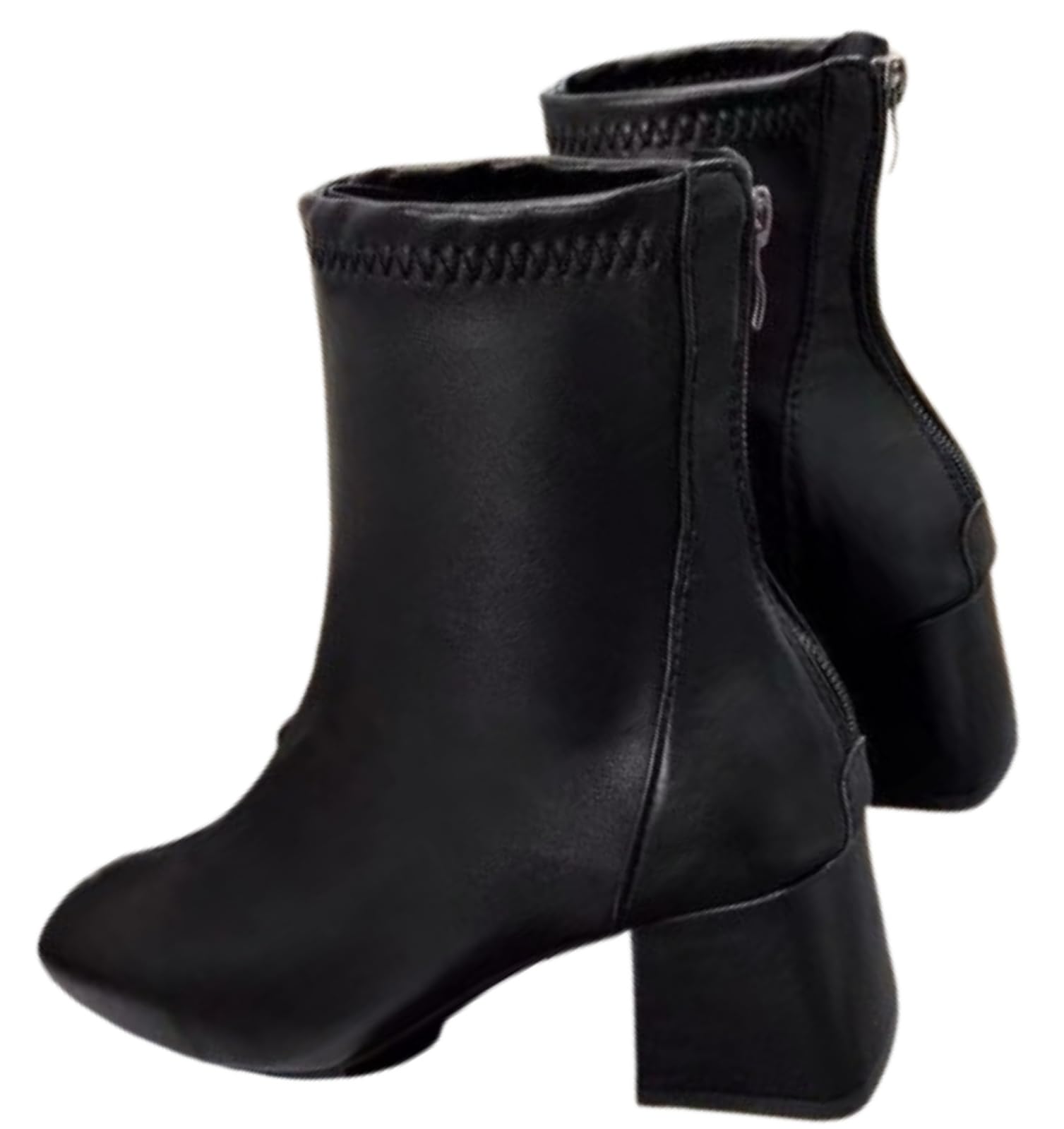 

Short Boots with Back Zip Platform Sock Genuine Low Boot Large [Josepha Cherie] Women s - Knee-High Boots, Boots, Boots, Leather, Waterproof, Black,
