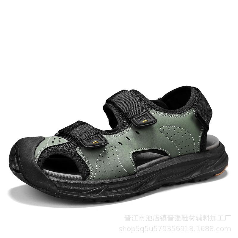 

Летние новые пляжные шлепанцы для улицы, на платформе, мужские, двойного назначения, нескользящие сандалии, дышащие, модные шлепанцы с закрытым носком 45 зелёный