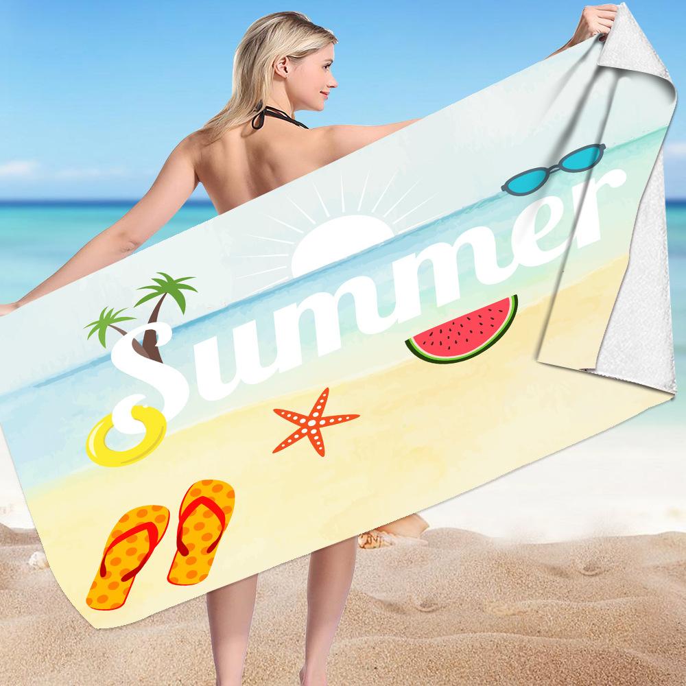 Summer Beach Collection digital-printed polyester Superfine fiber double-sided fleece Beach vacation bath towel, beach towel 70x140CM&1pc