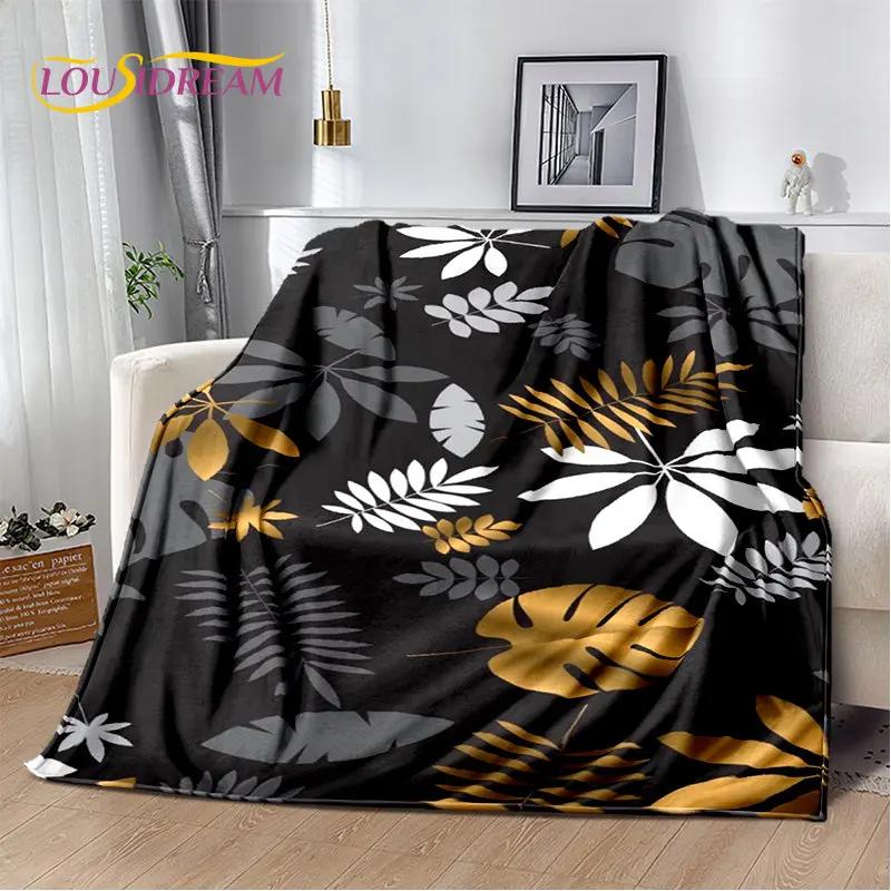 Plantain Leaf Tropical Plant Leaf Soft Plush Blanket,Flannel Blanket Throw Blanket for Living Room Bedroom Bed Sofa Picnic Cover