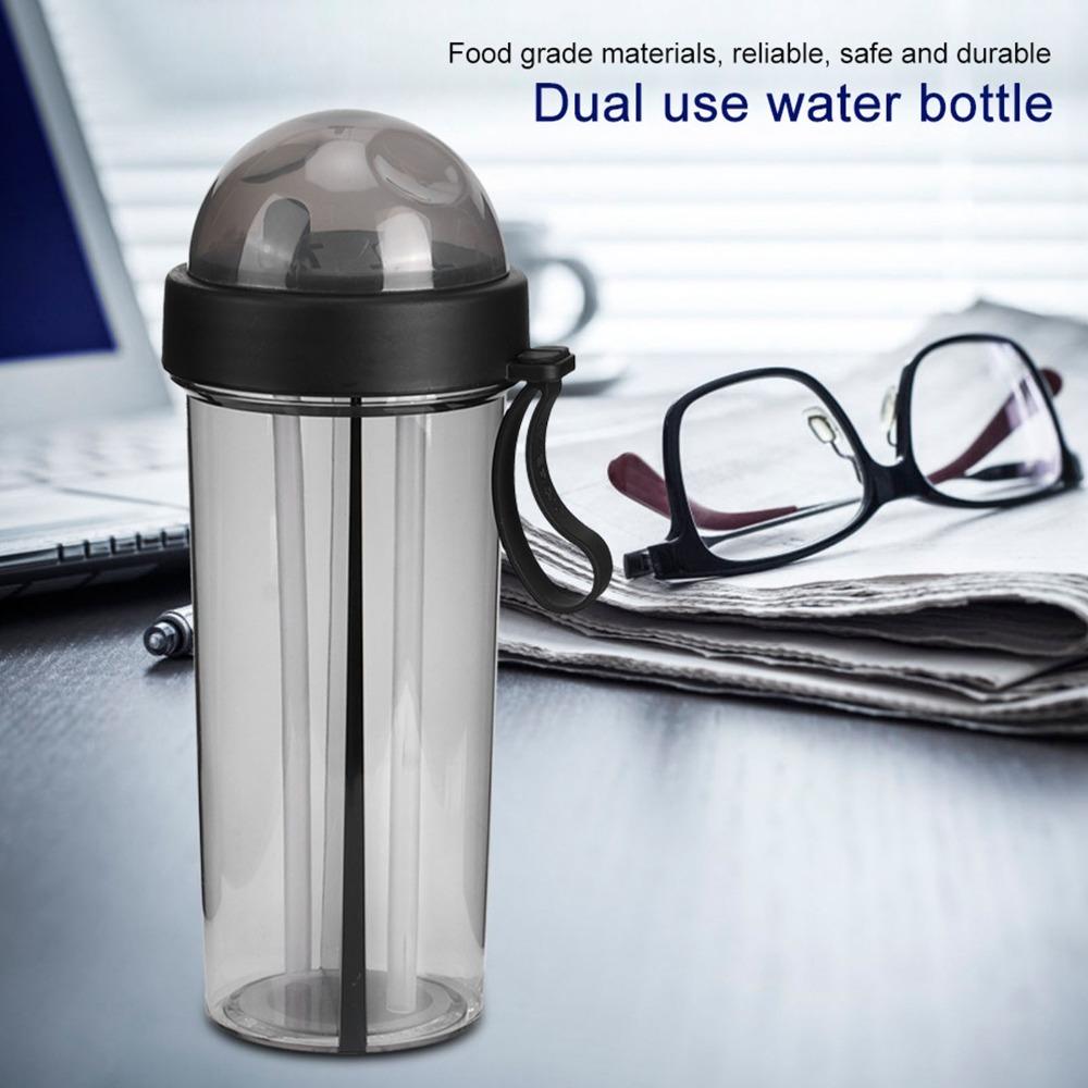 With Tubes Dual Drink Cup 600ML Sport Tumbler Daily Accessory Gift Water Mug  Fruit Tea Drink чёрный