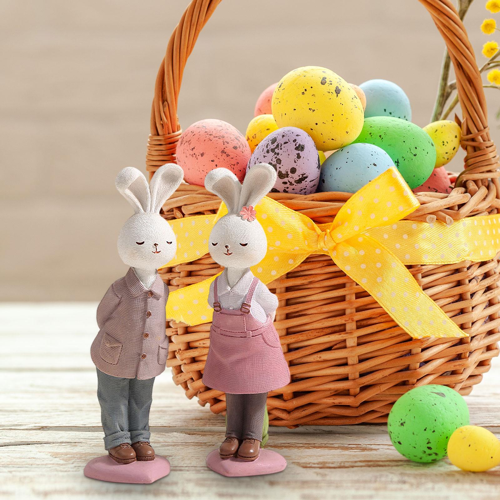 

2x пасхальные фигурки кроликов для пары, пасхальный подарок, креативная милая скульптура животного, украшение для гостиной, лужайки, крыльца, полки, двора