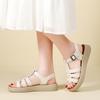 Women's Summer Black Leather Sandals Elevator Casual Slip On Plus Size Brown Walking Minimalist Roman Sandals for Girl