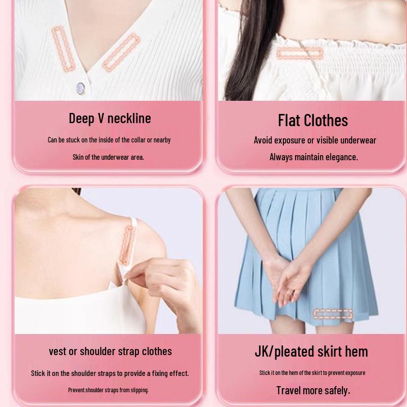 Toppe Adesive Anti-Perdita di Luce per Abbigliamento e Biancheria Intima - Nastro Adesivo Fissante a Bassa Allergia, Senza Residui per Scolli Femminili