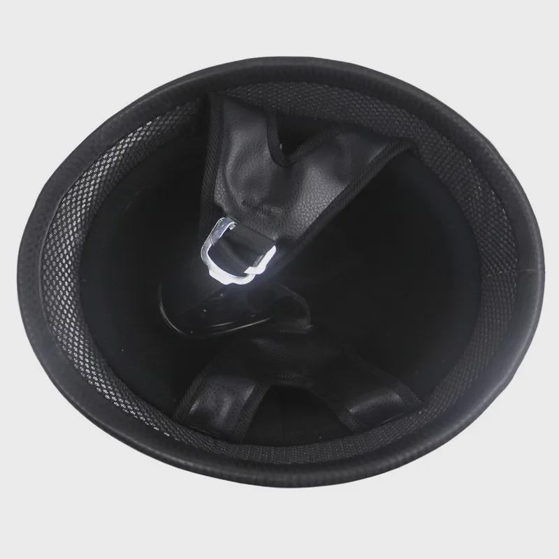 ZR-307 Cuir Noir M35 Casque Demi-Jet Moto Rétro